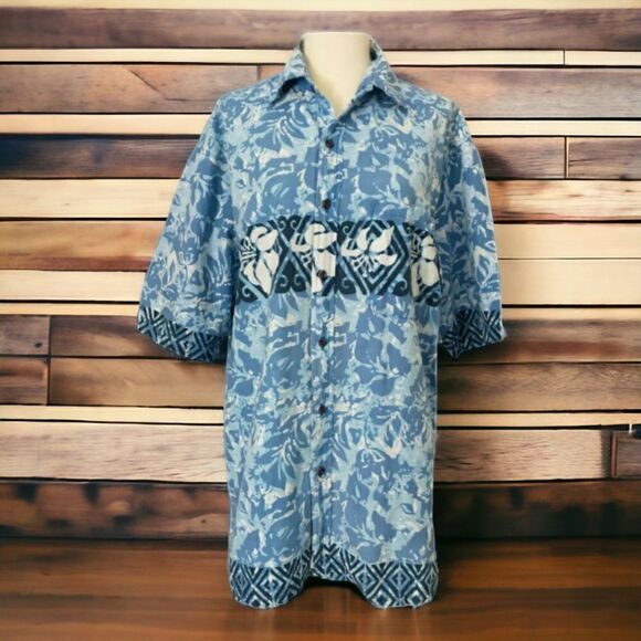 Hawaiian Shirt Men's Medium Cotton Floral Colorful - Picture 1 of 9